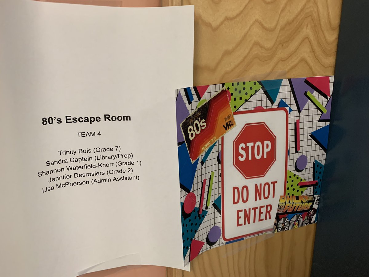 JulieRuberto's tweet photo. Building relationships begins with staff. What an awesome morning re-connecting as our crew tried to escape from the 80’s! @RoyalRoadsPS @MclayJulie https://t.co/8MGLvmqloy