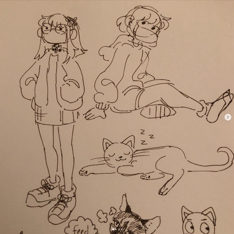 milliebeadz's tweet photo. doodles from senior year when I briefly went back to irl school and then graduated and never came back 
#cute #art #artist #drawing #doodle #illustration #sketch #sketchbook https://t.co/R716DAYJdS