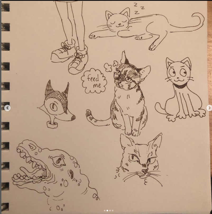 milliebeadz's tweet photo. doodles from senior year when I briefly went back to irl school and then graduated and never came back 
#cute #art #artist #drawing #doodle #illustration #sketch #sketchbook https://t.co/R716DAYJdS