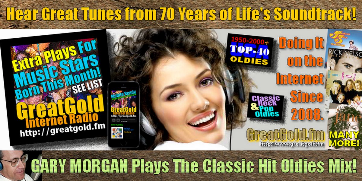Gabby_Gary's tweet photo. https://t.co/JnoPE32z0V Internet Radio is getting ready for JULY, another  month of the GreatGold Classic Hits Mix. We're at LIVE365 online and mobile app, plus TuneIn, McStreamy, OnlineRadioBox, ooTunes, STREEMA, Clik2Go, and https://t.co/JnoPE32z0V site, More. Join the Party! https://t.co/DNyp1G9Xvm