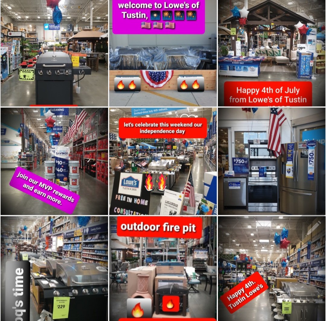 Lowe's of Tustin store #2605 Ready for the 4th of July, 🎆 🎆 🎇 🧨 🎆 🇺🇸 🇺🇸 🇺🇸. #district882 #specialtyspotlight #tustin2605