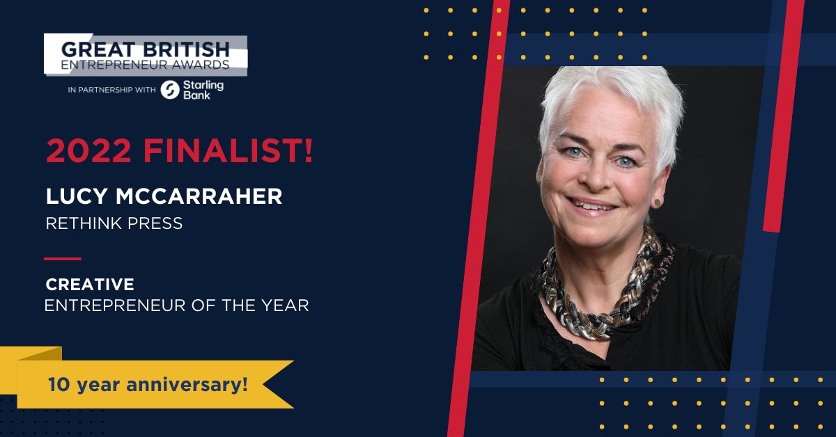 Lucy McCarraher (@lucymccarraher) on Twitter photo Thrilled to be a finalist in the <a href="/EntrepreneursGB/">Great British Entrepreneur Awards & Community</a> for 'Creative Entrepreneur of The Year'. This is for my <a href="/RethinkPress/">Rethink Press</a> co-founder Joe Gregory <a href="/BooksBringBiz/">Joe Gregory</a> just as much as me. Thanks too to <a href="/DanielPriestley/">Daniel Priestley</a> <a href="/choudhry_kasim/">Kasim Choudhry</a>, <a href="/bradcedwards/">Brad Edwards</a> Edwards <a href="/SafarazAli/">Safaraz Ali (Saf)</a> Thrilled to be a finalist in the <a href="/EntrepreneursGB/">Great British Entrepreneur Awards & Community</a> for 'Creative Entrepreneur of The Year'. This is for my <a href="/RethinkPress/">Rethink Press</a> co-founder Joe Gregory <a href="/BooksBringBiz/">Joe Gregory</a> just as much as me. Thanks too to <a href="/DanielPriestley/">Daniel Priestley</a> <a href="/choudhry_kasim/">Kasim Choudhry</a>, <a href="/bradcedwards/">Brad Edwards</a> Edwards <a href="/SafarazAli/">Safaraz Ali (Saf)</a>