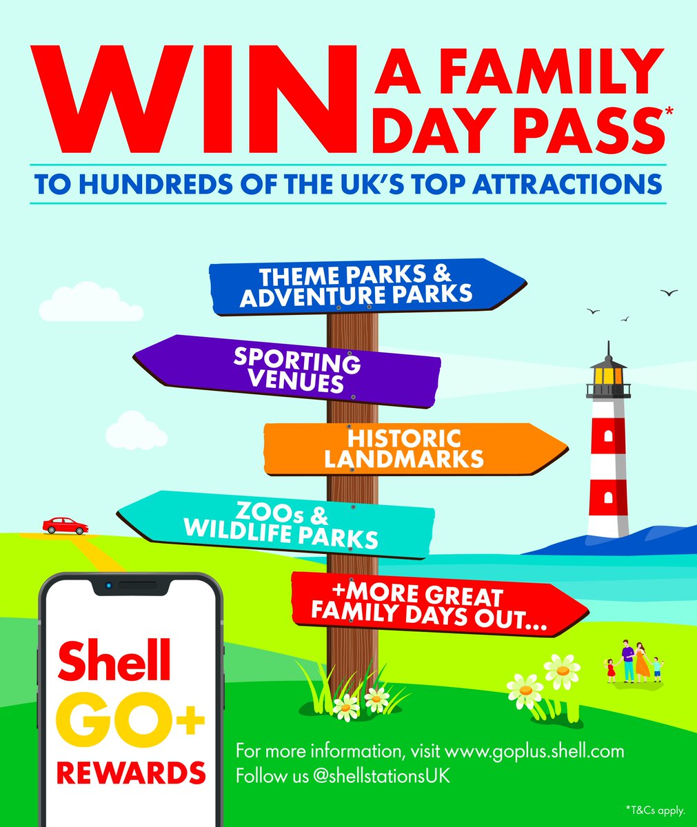 SUMMERTIME ADVENTURES WITH SHELL GO+

Launching today Shell GO+ customers have the chance to win a family day pass to hundreds of the UK's best attractions, when you spend £20 or more with the GO+ app. T&amp;C's apply.🥇 😉 go.shell.com/3ytcfg2