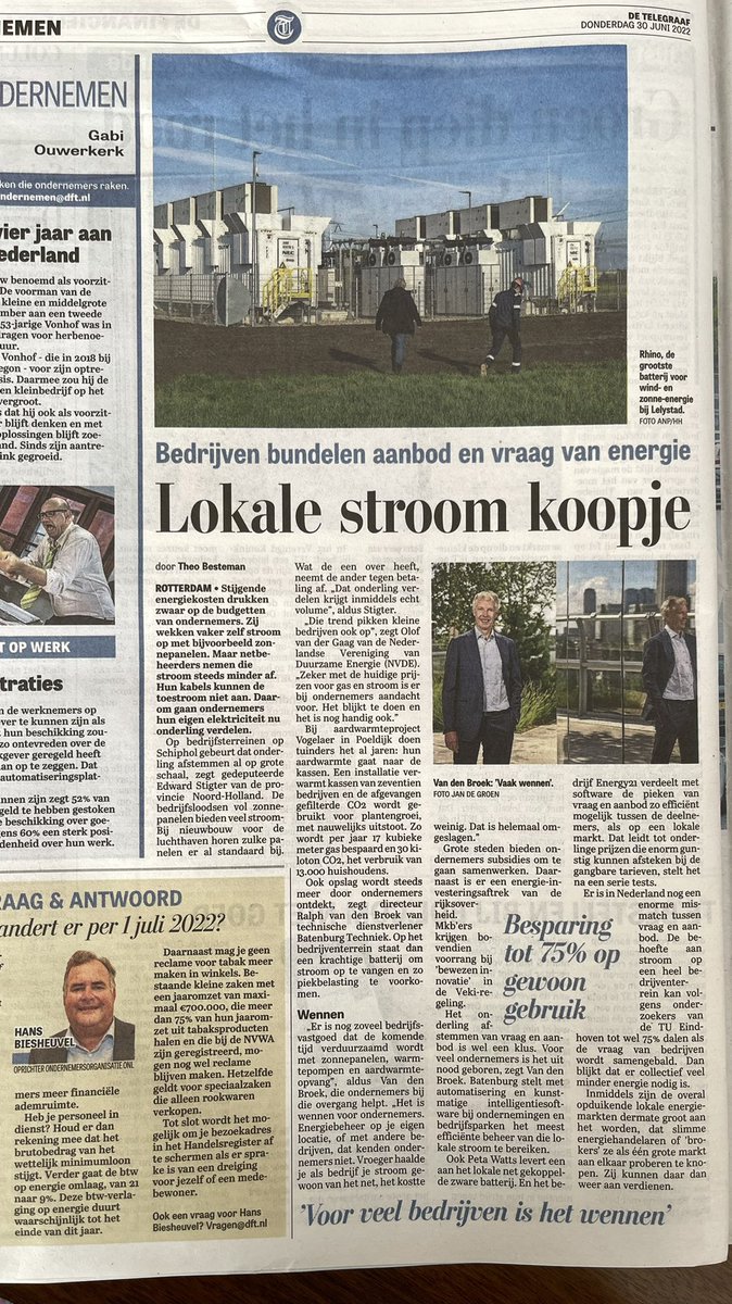 theojvandijk's tweet photo. Batenburg Techniek vandaag prominent in De Financiële Telegraaf. Energietransitie en digitalisering in de industrie - Batenburg loopt voorop in technologie. Al meer dan honderd jaar met zeer ervaren medewerkers. 
#batenburgtechniek #technologie #energietransitie #digitalisering https://t.co/jyRyZwjZEp
