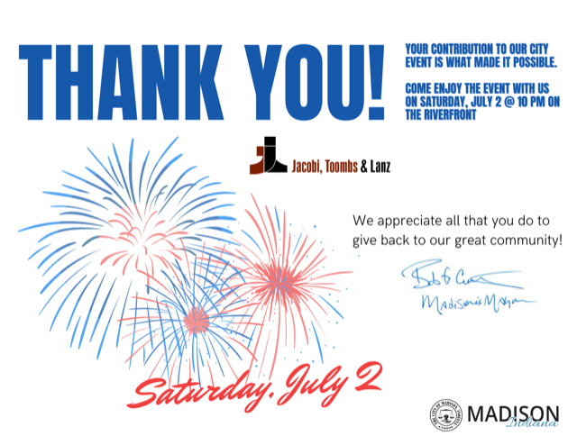 JTLengineering's tweet photo. We are so proud to be one of the sponsors for the City of Madison Fireworks Extravaganza show!

You won't want to miss it Saturday, July 2 on the beautiful Madison riverfront at 10 p.m. Check it out! 

#JTLengineering https://t.co/1ZZ9ibxvfH
