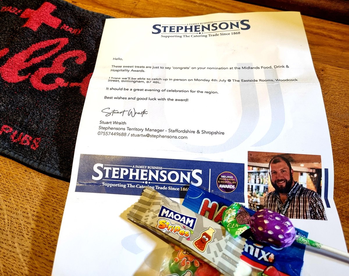 What a lovely little thoughtful bit of post received today from one of our suppliers Stephensons Catering Supplies... 🥰

See you at the awards evening! <a href="/mfdhawards/">MFDH Awards</a>. 🍻