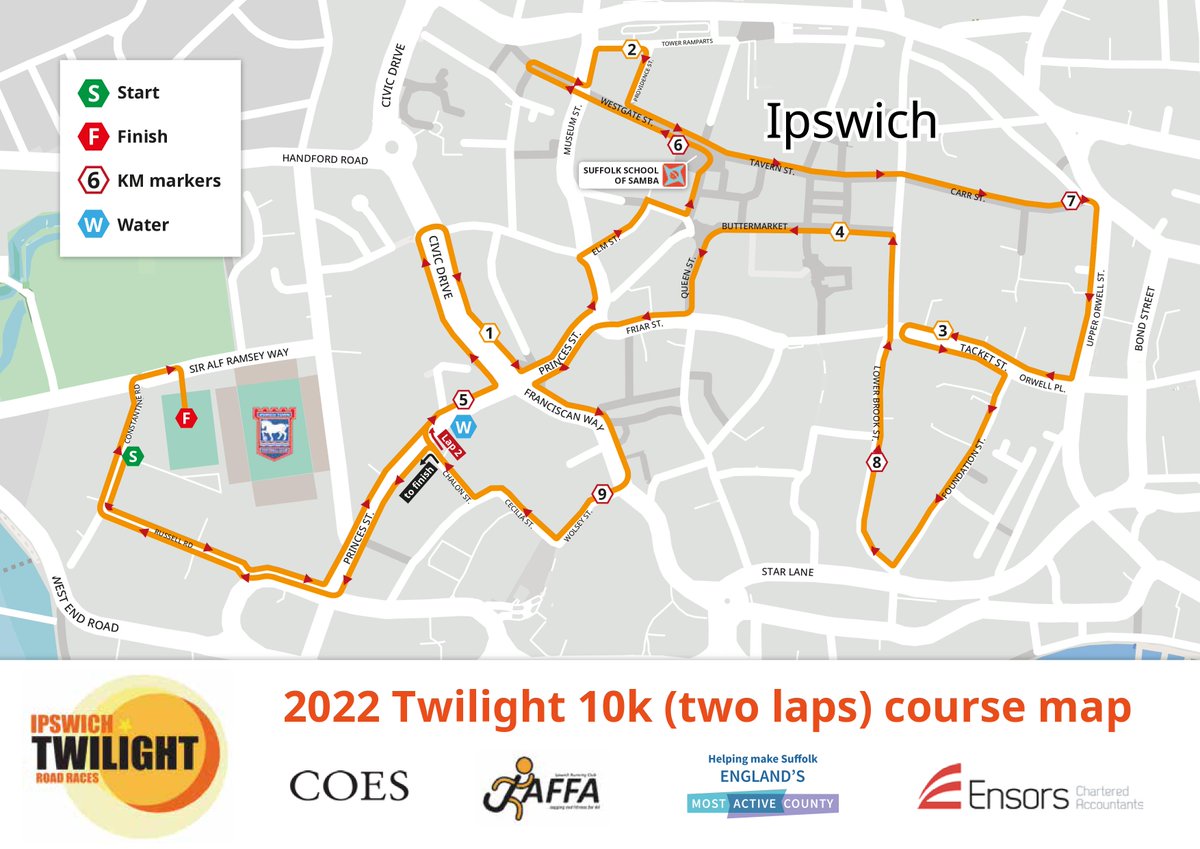And here it is!  The route map for the Ipswich Twilight 10k on 15th July 🏃🥳🤩🏃‍♀️