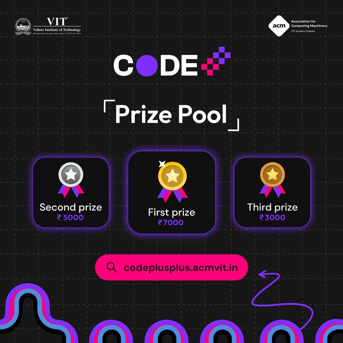 ACM_VIT's tweet image. CodePlusPlus brings you an amazing prize pool worth Rs 15,000!

Unleash the hidden coder within you and showcase your cc skills!

So what are you waiting for?
Register now at codeplusplus.acmvit.in

#acm #vit #acmvit #cpp #coding #cc #competitivecoding #register