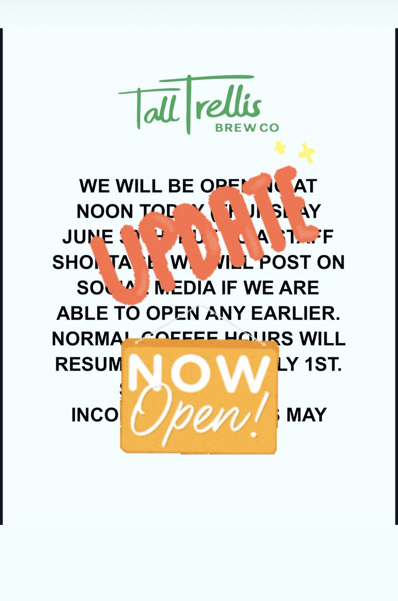 Tall Trellis Brew Co. (@talltrellis) on Twitter photo 📢UPDATE📢 Benton has arrived at <a href="/talltrellis/">Tall Trellis Brew Co.</a> and is now serving delicious coffee, pastries, and breakfast beers!!! 📢UPDATE📢 Benton has arrived at <a href="/talltrellis/">Tall Trellis Brew Co.</a> and is now serving delicious coffee, pastries, and breakfast beers!!!