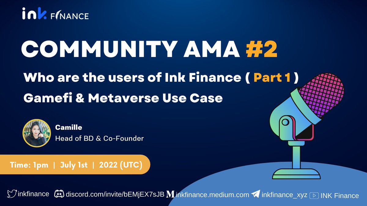 Ink Finance (@inkfinance) on Twitter photo 🎙️Community AMA #2 is coming right up! 🗣
Our Co-founder <a href="/kangnizhang/">Camille on FinTech</a> will cover Ink Finance use case!
🗓 1pm, July 1st | 2022 (UTC)
📍t.me/inkfinance_xyz
🎯Save your spot to learn more!
#DAO #GameFi #Metaverse 🎙️Community AMA #2 is coming right up! 🗣
Our Co-founder <a href="/kangnizhang/">Camille on FinTech</a> will cover Ink Finance use case!
🗓 1pm, July 1st | 2022 (UTC)
📍t.me/inkfinance_xyz
🎯Save your spot to learn more!
#DAO #GameFi #Metaverse