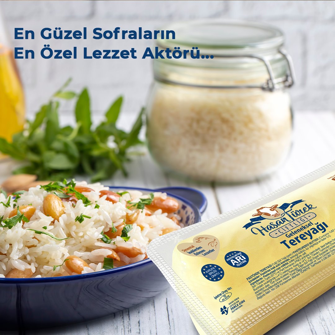 En güzel sofraları en özel lezzet aktörüyle taçlandırın. #HasanTürekÇiftliği #Tereyağı #SütÜrünleri
