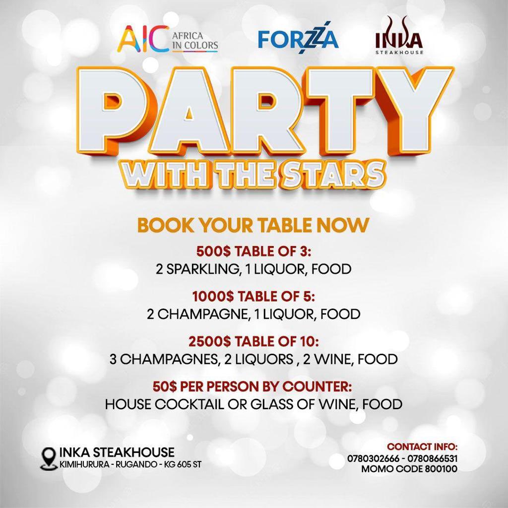 Tonight after the launch Cocktail @radissonkigali with the Dj sets. let’s meet at @inkasteakhouse for the PARTY WITH THE STARS.

From 10PM with Miss South Africa & Universe 2019 @zozitunzi and one of the best French rapper @lafouine78  

#AICMOCA2022 #artcreativity4change #RwOT
