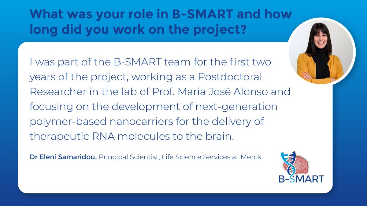B-SMART (@bsmart_h2020) on Twitter photo A true #TBT: Eleni Samaridou <a href="/LenaSamaridou/">Eleni Samaridou</a>, back in the day a Postdoc at Prof. @MariaJ_Alonso's lab, now a principal scientist at Merck, is the last of the #BSMART success stories we want to share. And a lot to share there will be…. A true #TBT: Eleni Samaridou <a href="/LenaSamaridou/">Eleni Samaridou</a>, back in the day a Postdoc at Prof. @MariaJ_Alonso's lab, now a principal scientist at Merck, is the last of the #BSMART success stories we want to share. And a lot to share there will be….