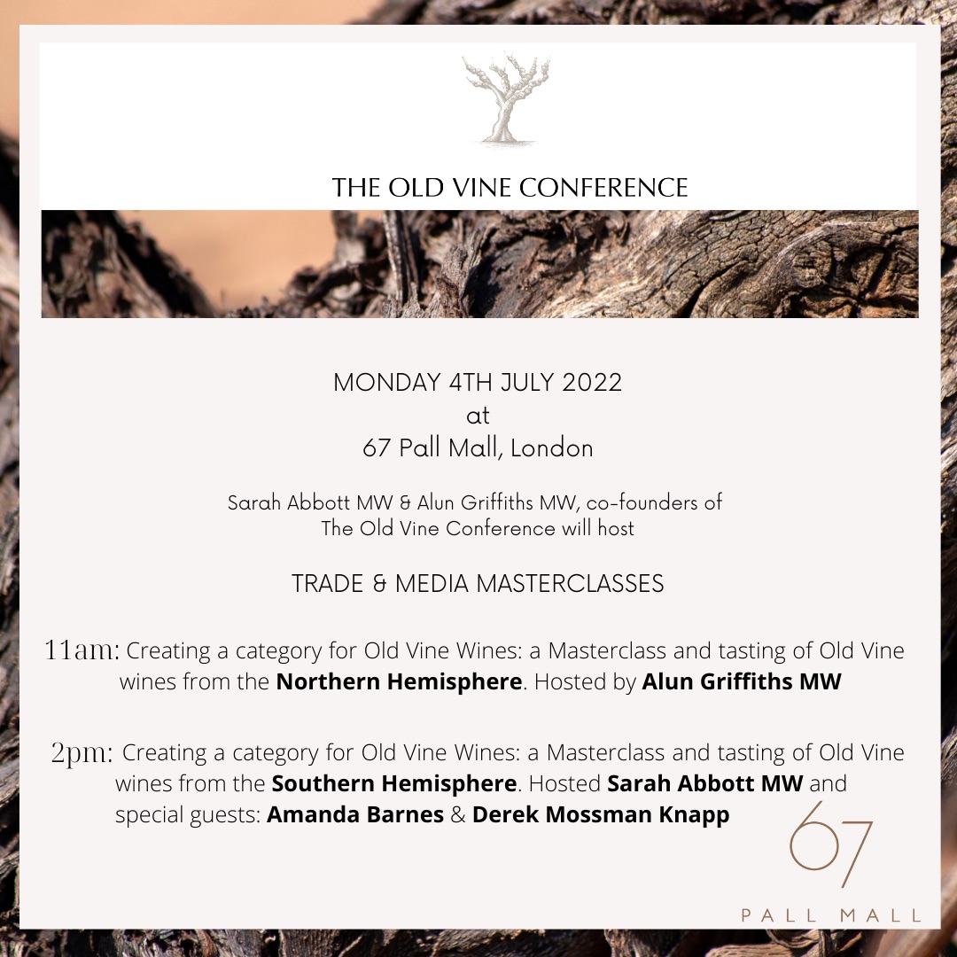 TRADE/MEDIA EVENT, London, Monday July 4: @OurOldVines old vine wines masterclasses 11am & 2pm at 67 Pall Mall with @SarahAbbottMW Contact belinda@oldvines.org for RDVP/details. #oldvines #vines #oldvinewines #wine