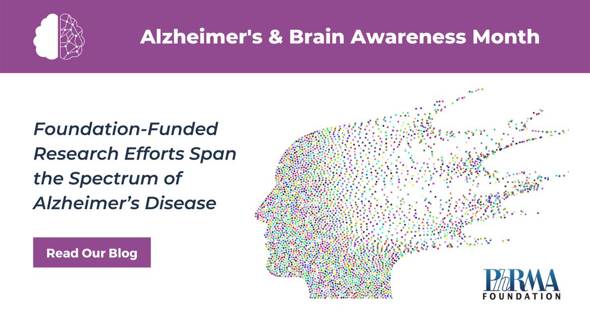 PhRMAfoundation's tweet photo. As we close out #Alzheimers &amp; Brain Awareness Month, we want to give a big THANK YOU to all the researchers working to advance this field. Read about some of these researchers on our blog: https://t.co/ThTfxFqzWD 
#EndAlz #dementia #research https://t.co/3Ao3tL0dYP