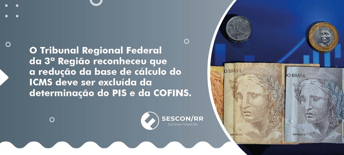 Sesconrr's tweet photo. O TRF da 3ª Região afastou a incidência do PIS e da COFINS sobre os benefícios fiscais negativos de ICMS. Saiba mais em https://t.co/uoZpSFFRw7.

Fonte: Portal Contábeis https://t.co/SZL0Cubfep