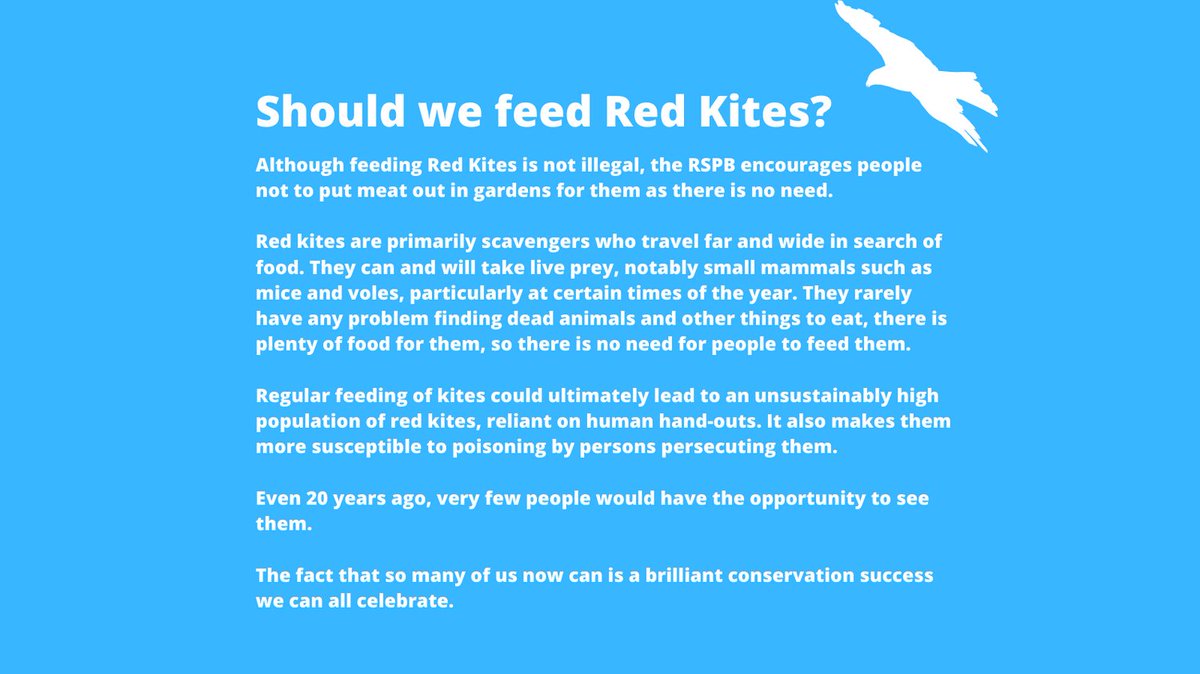 We encourage all #oundle residents to follow RSPB's advice &amp; not feed Red Kites. There is no need &amp; could cause issues for the birds &amp; residents - thank you