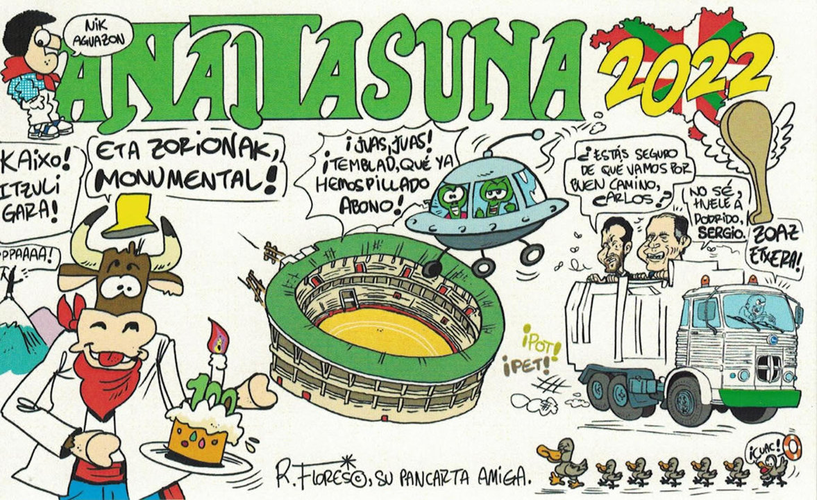 🧐 Os presentamos la pancarta de la Peña Anaitasuna para estos Sanfermines, con referencias al centenario de la plaza de toros, a nuestros famosos patos de la piscina y el recuerdo cariñoso a Iosu Isturiz y Txumarra.

🔻🔻🔻 ¡Ya no queda nada! 🔻🔻🔻