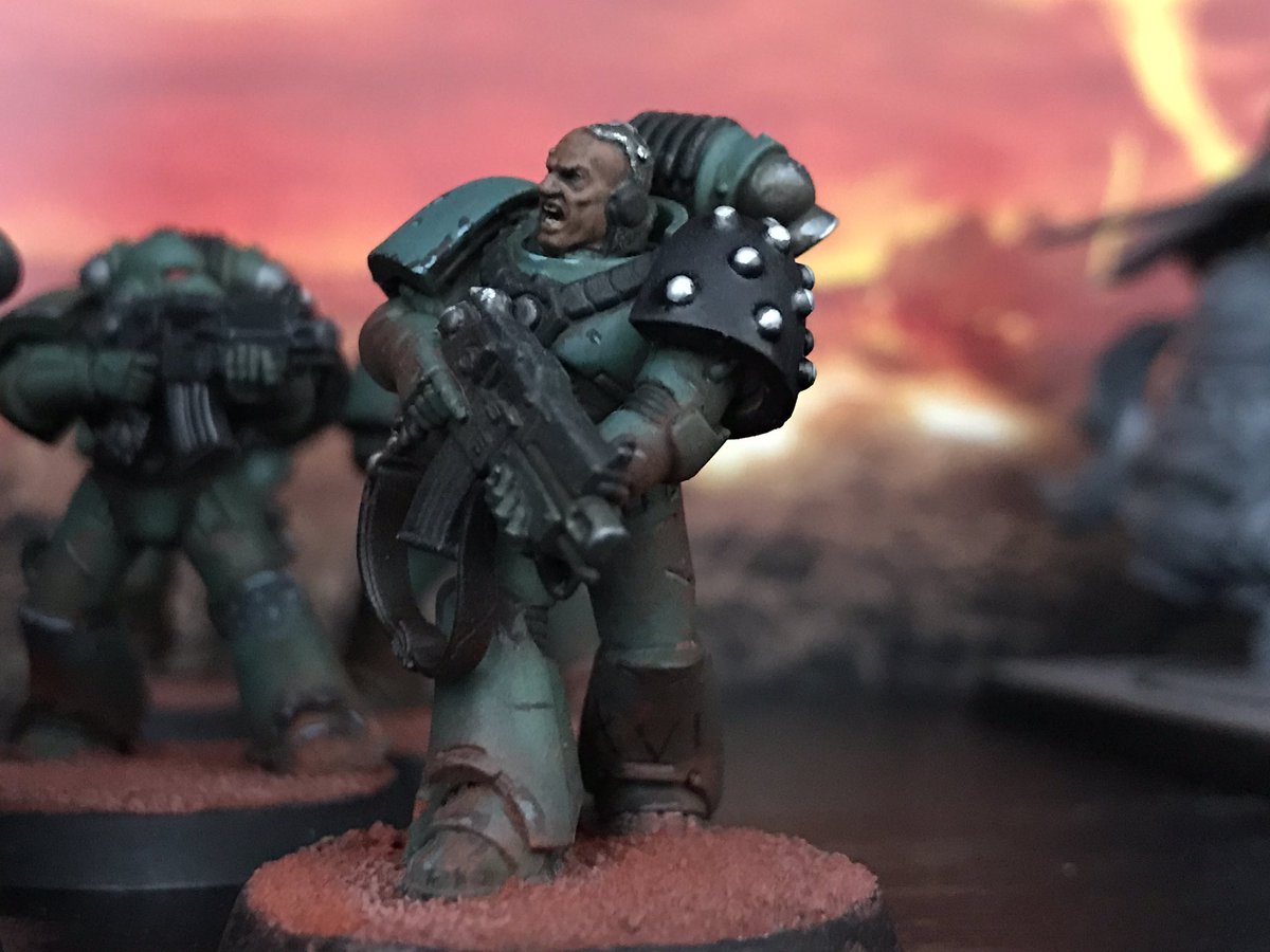 LewPaints's tweet photo. First Tactical Squad for Horus Heresy, it’s been a long time since I’ve painted Marines!

FOR THE WARMASTER! 

#WarhammerCommunity https://t.co/1qRdFdu2wg