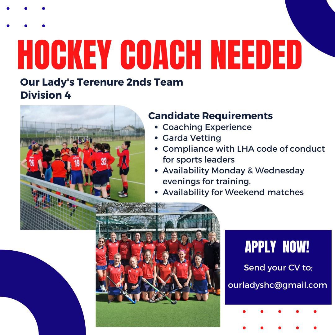 OurLadysHC's tweet photo. Please get in touch if you are interested! 
#jobfairy #hockeycoach #ladieshockey

@Leinsterhockey @hookhockey https://t.co/KqpAHEjhuI