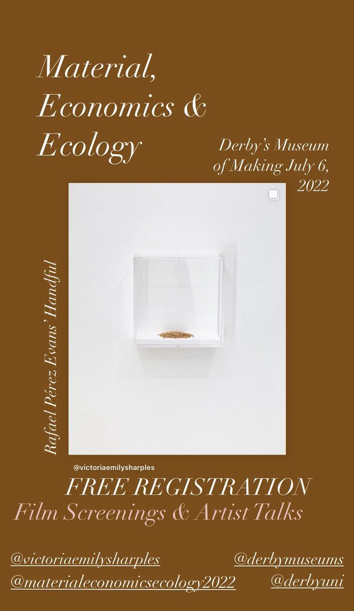 DrVSharples's tweet photo. 6 days to go!!! Remember to register for Material, Economics &amp; Ecology (Film Screenings &amp; Artist Talks) at Derby’s Museum of Making along the Derwent Valley Mills UNESCO World Heritage Site on July 06, 10:30am onwards. FREE attendance to all! @derbymuseums @VisitDerby @DerbyUni https://t.co/Klz1gxPN1r