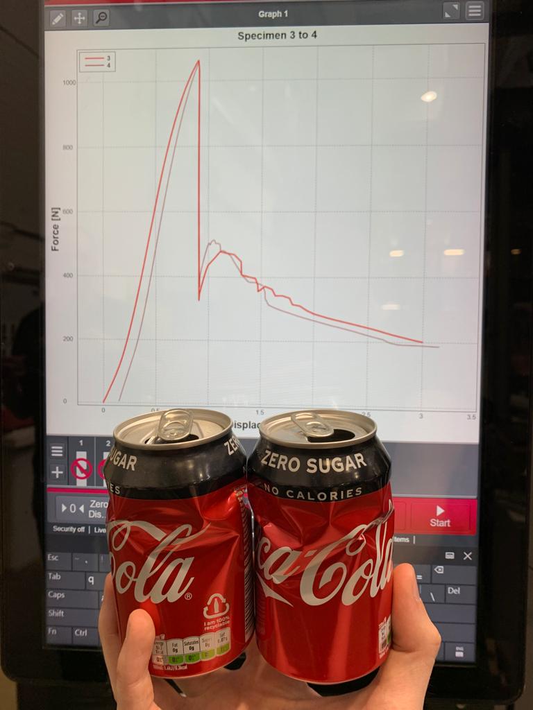 We've been crushing coke cans for the <a href="/imperialcollege/">Imperial College London</a> open day and the last two we did buckled almost identically in terms of deflection pattern and mechanical response. Not bad, eh <a href="/GrohRainer/">Rainer Groh</a>? 😉

#buckliphilia <a href="/ICNonlinearMech/">Nonlinear Mechanics @ Imperial</a> <a href="/ICNonlinearMech/">Nonlinear Mechanics @ Imperial</a> @ImperialCiveng <a href="/ICSteelStruct/">Imperial College Steel Structures</a>