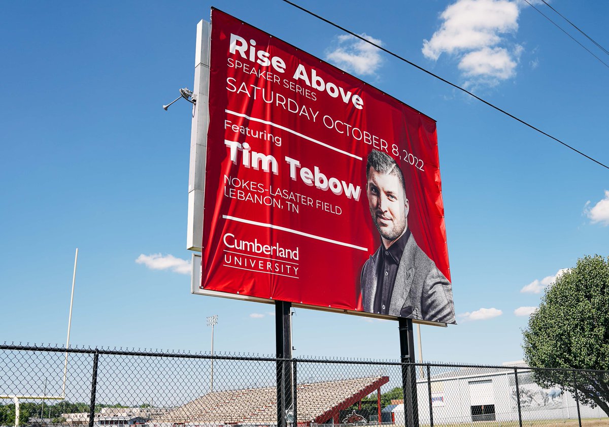 New view from the football field! Tickets for CU's Rise Above Speaker Series and Homecoming Game featuring <a href="/TimTebow/">Tim Tebow</a> can be found here: gocumberlandathletics.com/tickets/. 

<a href="/GoCUPhoenix/">Cumberland Phoenix</a> #ItsTimetoRise