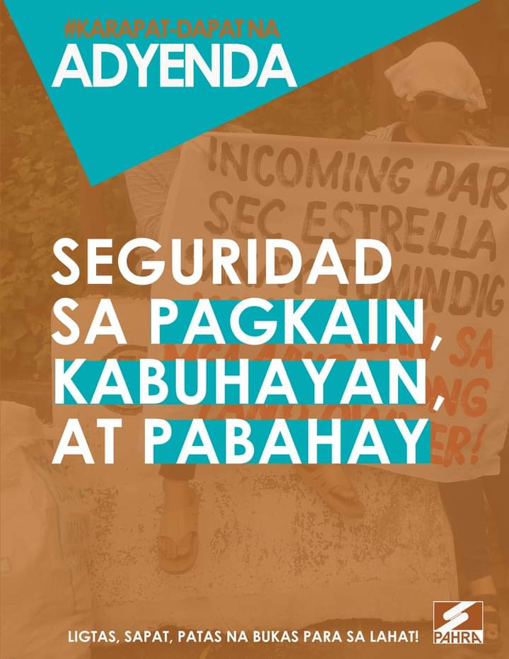 Malinaw na ADYENDA ng MAMAMAYAN ang Seguridad sa PAGKAIN, KABUHAYAN at PABAHAY. 

Para sa SAPAT, LIGTAS, PATAS na BUKAS, #KarapatDapat ang PAMAMAHALA ay nakabatay sa KARAPATAN ng lahat.

#KarapatDapat na ADYENDA
#HumanRights Agenda sa SONA