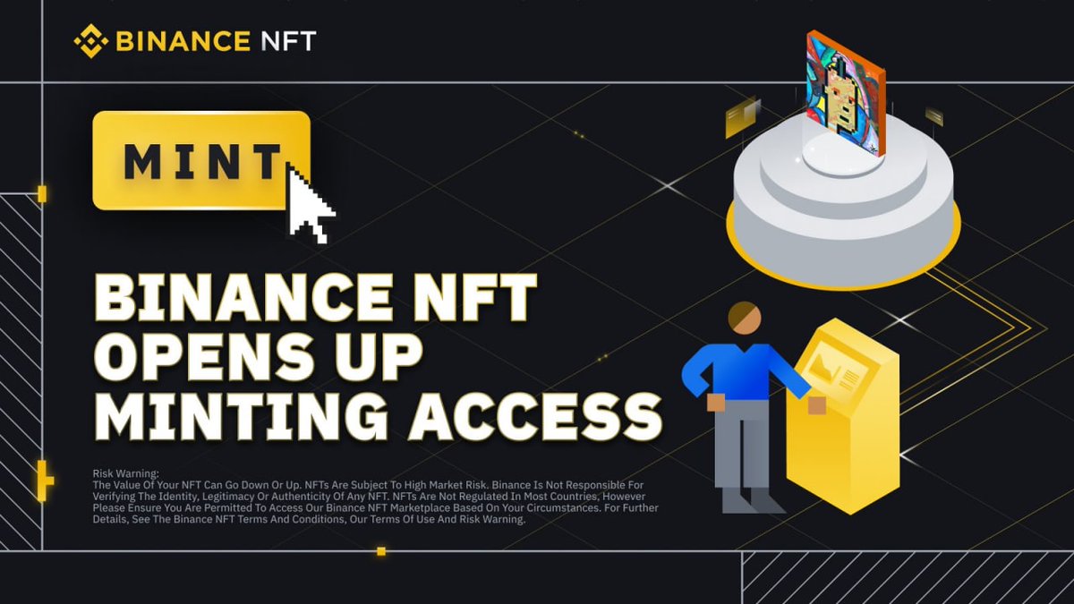 Minting is open to everyone
@TheBinanceNFT
! Create your own collection of NFTs and mint NFTs on the BNB chain or Ethereum. start using