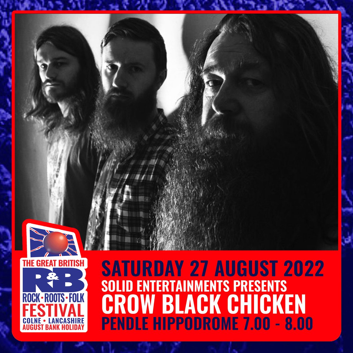 Really looking forward to playing the Great British Blues Festival in Colne this August. Festival info and ticket link here colneblueslineup.com/crow-black-chi…