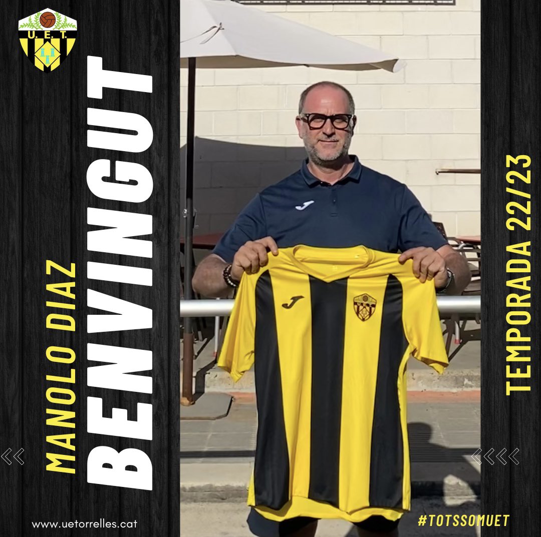 #PrimerEquip 🟡⚫️|

🗣 Manolo Diaz serà l’entrenador del Primer equip les properes 4 temporades.

▶️ L’entrenador torna per assolir l’objectiu de pujar a 3a Catalana.

🍀 Li desitgem molta sort i molts èxits al llarg d’aquests anys.

✅ Benvingut Manolo! 

👀🔜 Temporada 22-23