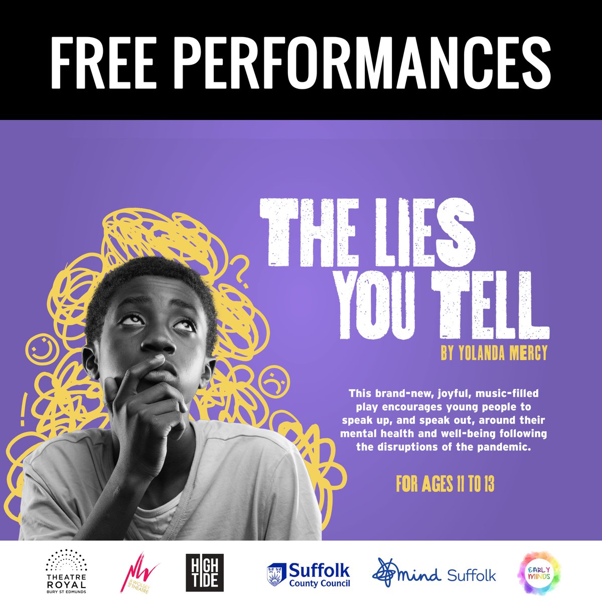 FREE Performances For Young People (10+) This Saturday!
The Lies You Tell @ 10am at <a href="/NewmarketLib/">Newmarket Library📚</a> 
The Lies You Tell @ 2pm at <a href="/BuryLibSuffolk/">Bury St Edmunds Library</a> 
As part of our Doorstep Theatre Festival, libraries across Suffolk are showing The Lies You Tell for free 🥳