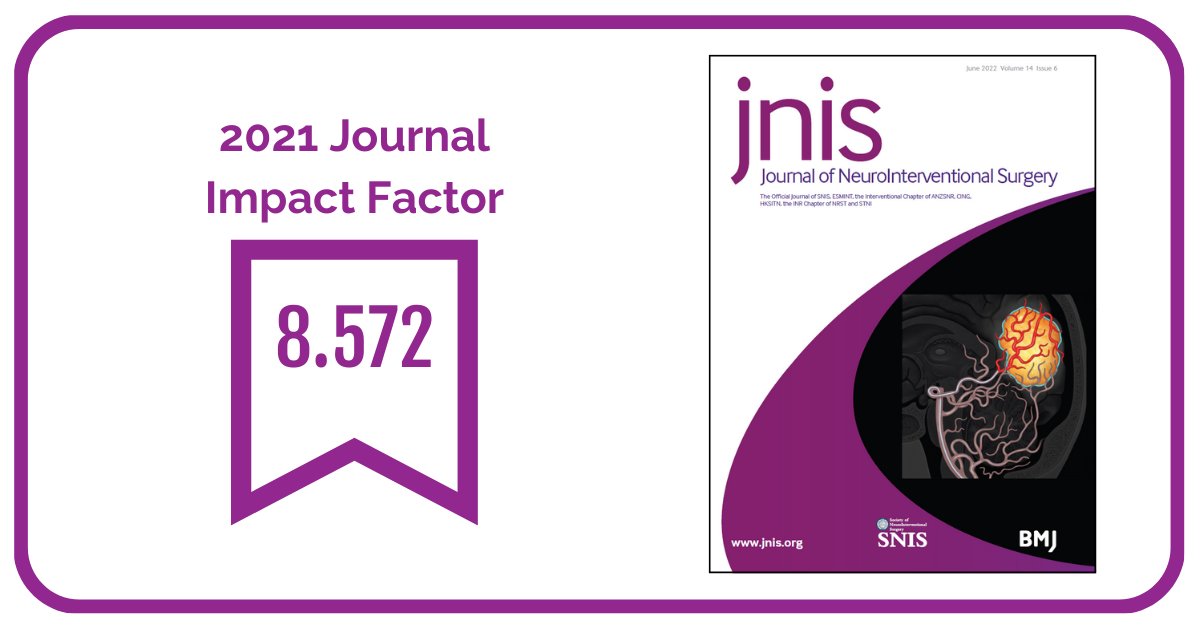 The <a href="/JNIS_BMJ/">JNIS</a>  released their latest metrics including a new #ImpactFactor of 8.572! Thank you to our authors, reviewers and the editorial board for all that you do in support of #JNIS! <a href="/fcalbuquerque51/">Felipe C. Albuquerque</a> <a href="/aggiemarie93/">Marie Williams Denslow</a>