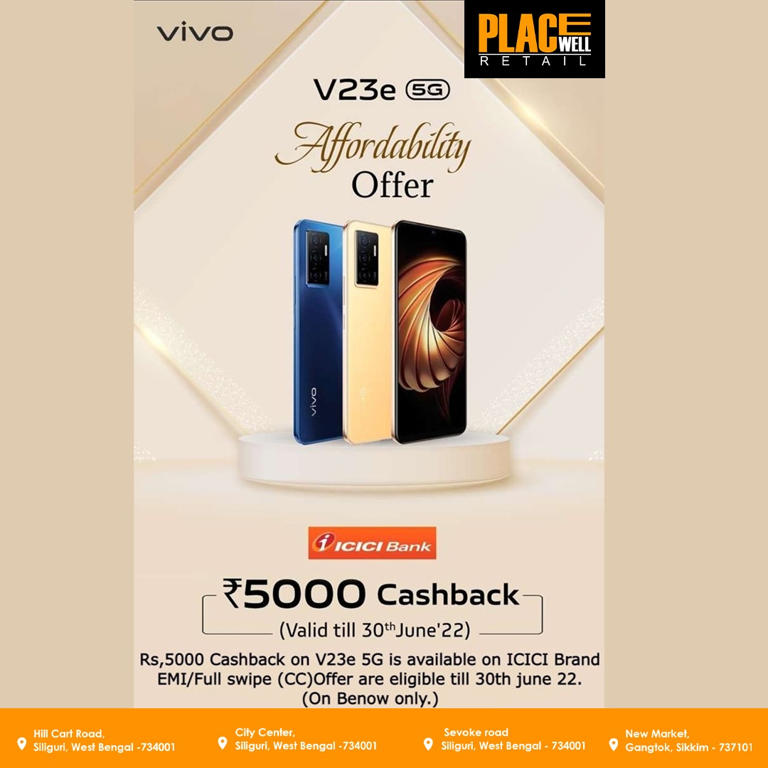 Brighten up your moments with the delightful #vivoV23Series.
It's just the touch of magic your life needs to
#DelightEveryMoment. *TnC Apply  
🏪 Find Store: bit.ly/3t0qF4e
 +91-93336-93337
Buy now:bit.ly/3HYJkU4
#vivo #vivoindia #vivophones #vivov23pro #VivoV23