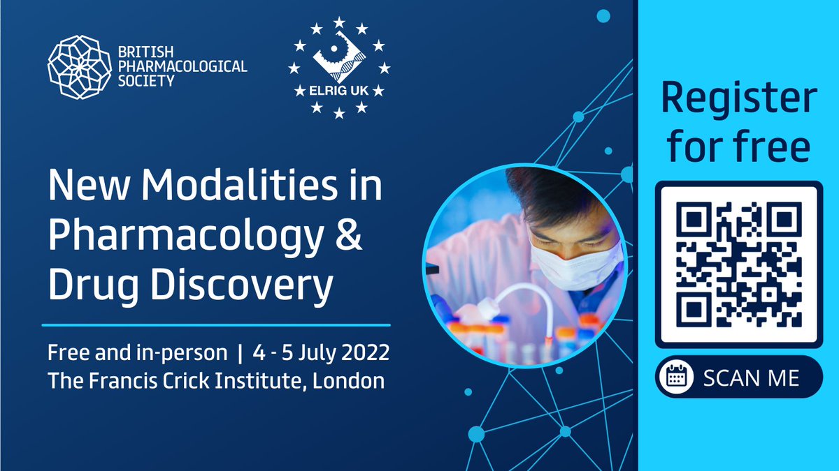 Catherine Hurd (@catherine_hurd) on Twitter photo I'm looking forward to chairing a session at <a href="/BritPharmSoc/">British Pharmacological Society</a> & @ELRIG_UK's joint meeting, 'New Modalities in Pharmacology & Drug Discovery'.
Join in at <a href="/TheCrick/">The Francis Crick Institute</a>, 4 - 5 July 2022. Register for free now: bit.ly/NewModalities-s
#NewModalities #Pharmacology #DrugDiscovery I'm looking forward to chairing a session at <a href="/BritPharmSoc/">British Pharmacological Society</a> & @ELRIG_UK's joint meeting, 'New Modalities in Pharmacology & Drug Discovery'.
Join in at <a href="/TheCrick/">The Francis Crick Institute</a>, 4 - 5 July 2022. Register for free now: bit.ly/NewModalities-s
#NewModalities #Pharmacology #DrugDiscovery