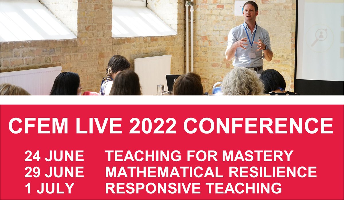 Eager to find out what’s on the menu for the third and final day of #CfEMLive22? First up, our speakers from @GBMETcoll, @EKC__Group, @NSCGStafford & @Leyton6thForm will share their experience of responsive teaching techniques to support learning in the maths classroom.