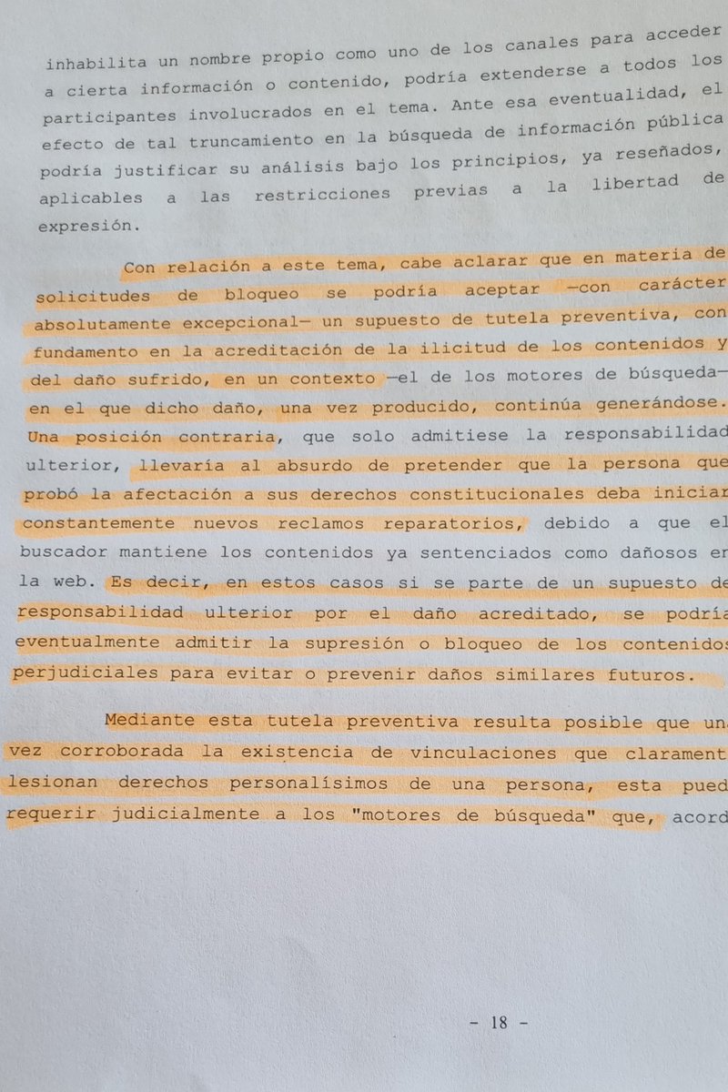 CSJN:"Denegri". F(x) preventiva del daño: Notice and stay down?