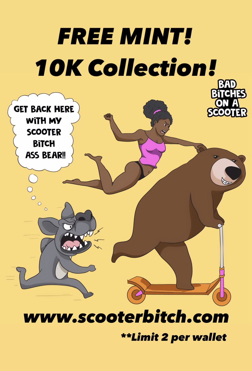 You can now mint off our official website: scooterbitch.com

The entire collection is FREE!

Max per wallet 2 mints! 

#nft #nfts #scootergang #bitchfollowbitch #free #freemint #freemints #nftcommunity
