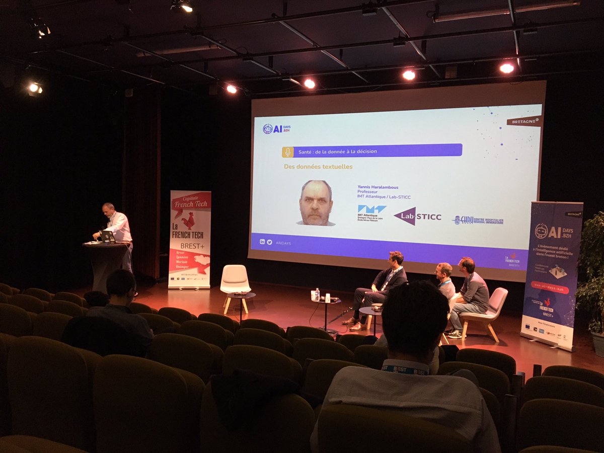 Tremenbert's tweet photo. Les experts IA @IMTAtlantique en force aux #AIDays @FTBrestPlus @Philippe_Lenca @y_haralambous @fanch_rousseau @MatSimonnet https://t.co/0qrYmT5mc6