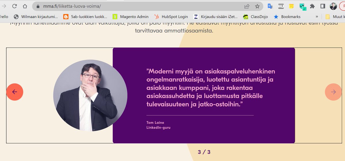 "Moderni myyjä on asiakaspalveluhenkinen ongelmanratkaisija, luotettu asiantuntija ja asiakkaan kumppani, joka rakentaa asiakassuhdetta ja luottamusta pitkälle tulevaisuuteen ja jatko-ostoihin." Oletko samaa mieltä?

Yhteistyössä <a href="/MMAliitto/">Myynnin ja markkinoinnin ammattilaiset MMA</a>

#myynti #myyntityö #yhteistyö