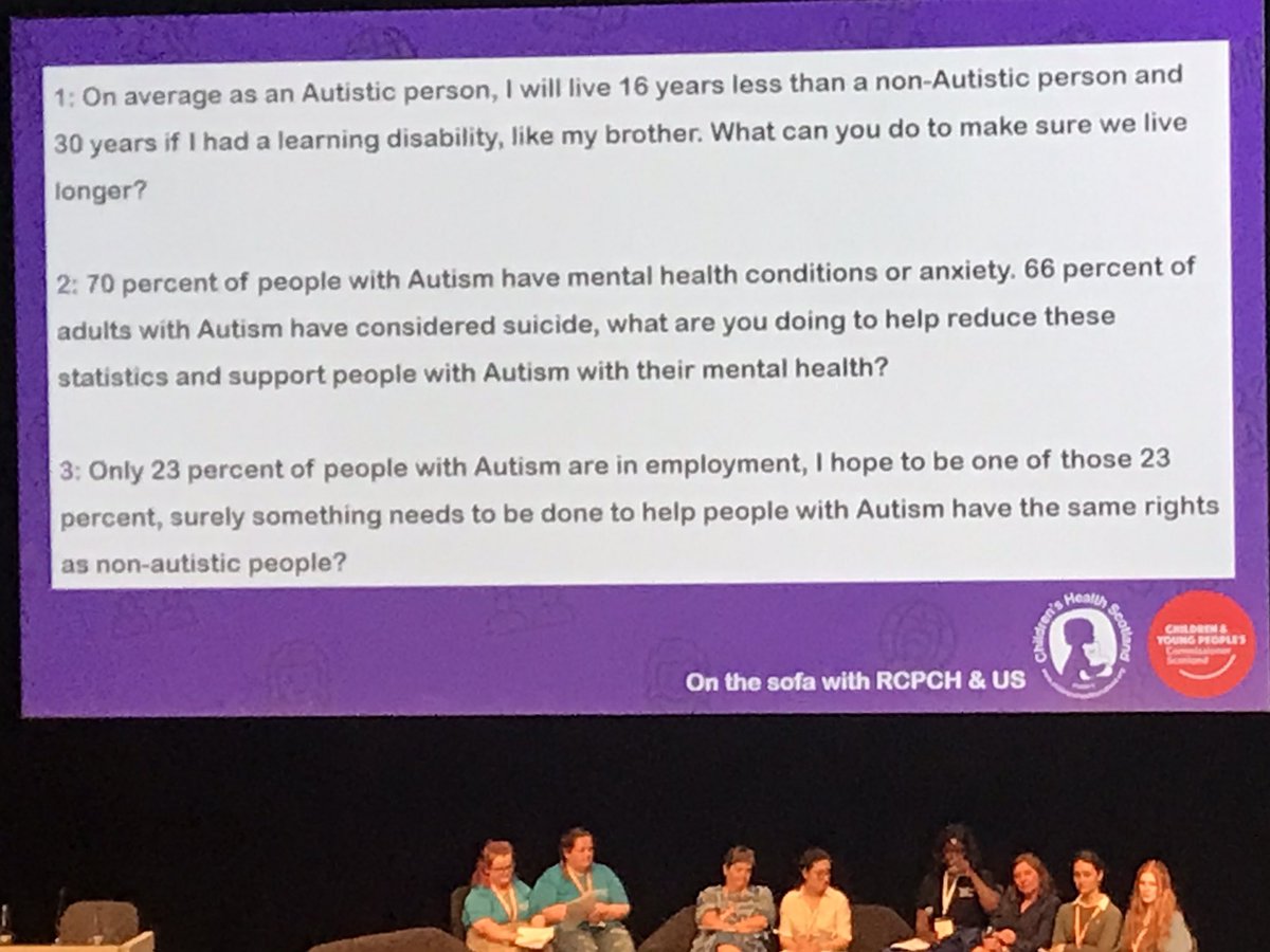 Eve aged 16 with autism asks us some really challenging questions on how we can support her rights better. On average a person with autism will live 16 years shorter. 70% of people with autism have mental health needs and 66% of adults have considered suicide.#rcpch22