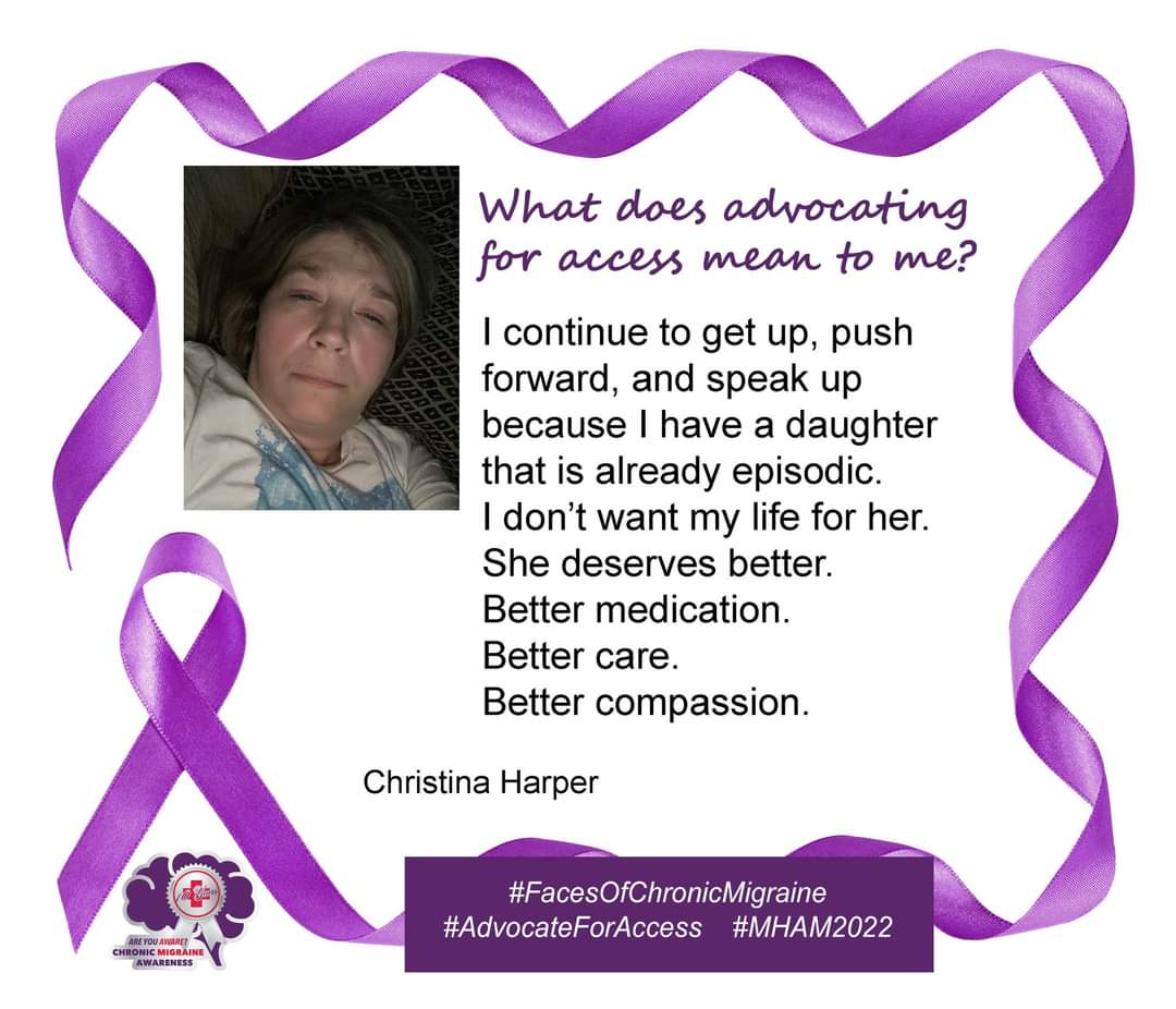 CMAware's tweet photo. #CMAware
#FacesOfChronicMigraine 
#AdvocateForAccess
#MHAM
#MHAM2022
#Migraine 
#ChronicMigraine https://t.co/RKcd3Xau8D