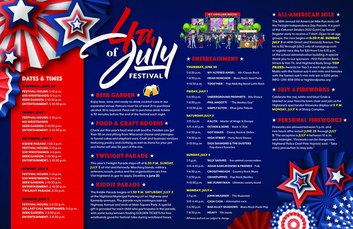 Today is the day! The annual Highland 4th of July Festival begins today at Main Square!