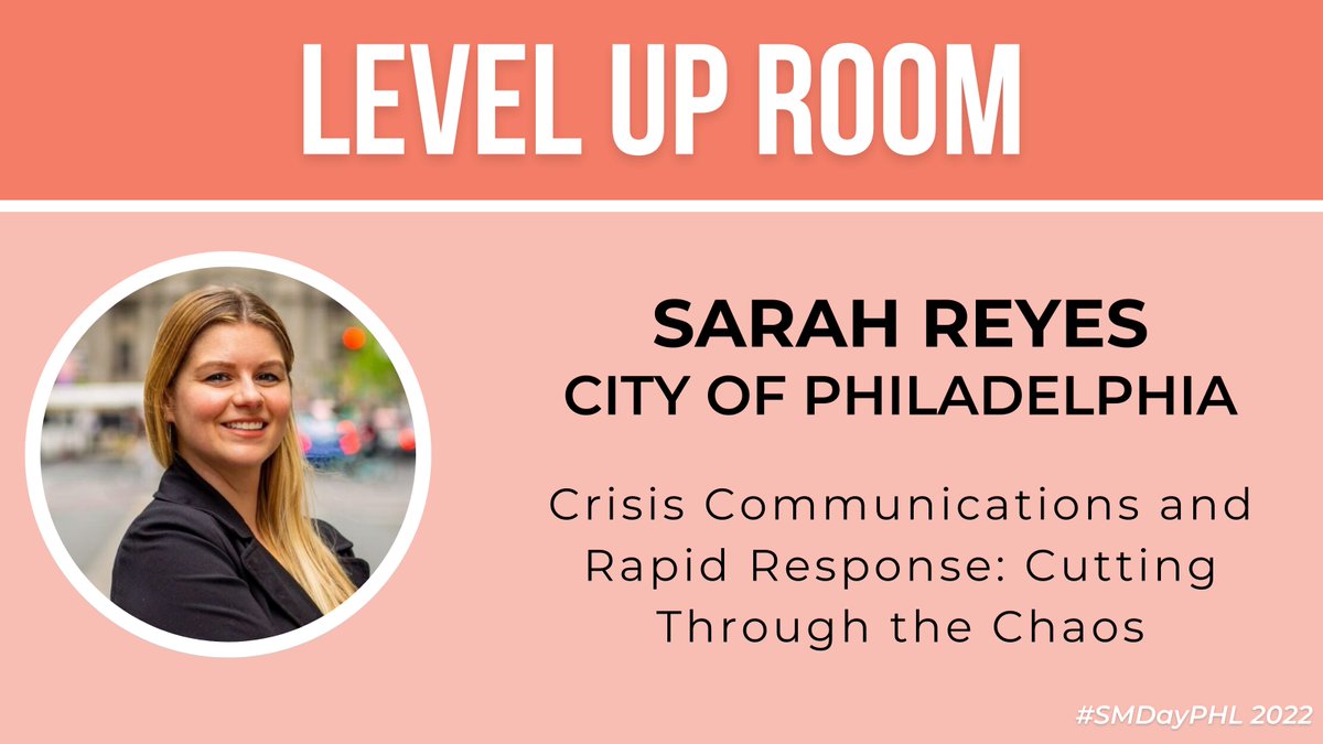 smdayphl's tweet photo. Happening NOW in the #SMDayPHL Level Up Room: Sarah Reyes from the City of Philadelphia is talking about crisis communications planning! https://t.co/xGzoMOIxif