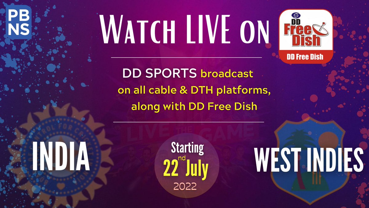 The series comprises 3 ODI &amp; 5 T20I matches from 22 July- 7 Aug 2022

Prasar Bharati will retransmit the live broadcasting signals of the event on <a href="/ddsportschannel/">Doordarshan Sports</a> on various Cable &amp; Satellite Platforms, <a href="/freedish_dd/">DD FreeDish</a> &amp; Digital Terrestrial Transmitters

<a href="/ianuragthakur/">Anurag Thakur</a>