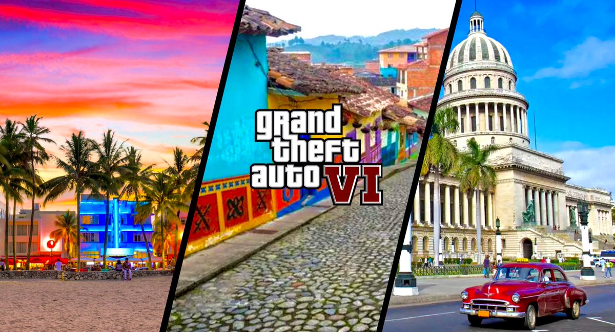 GTAVI_Countdown's tweet photo. GTA 6 is rumored to take place in Miami, Colombia &amp; Cuba and is set for a 2024 release date. https://t.co/QXVxE8OFjN