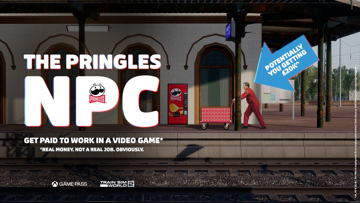 Looking for a get paid to be in a video game? 
<a href="/Pringles_UK/">Pringles UK & Ireland</a> is turning a fan into an NPC adage.com/creativity/wor… via 
<a href="/adage/">Ad Age</a> #GreatResignation #FoodandBeverages #NPC