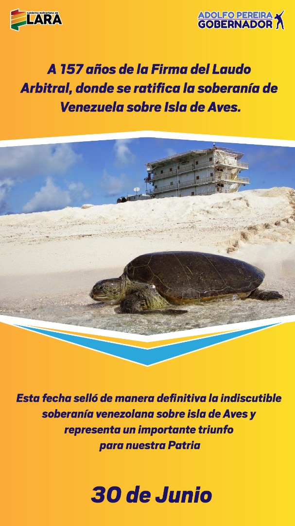 #30Jun Hoy se cumplen 157 años de la Firma del Laudo Arbitral donde se ratifica la soberanía de Venezuela sobre Isla de aves.

#PrevenciónMeteorológica