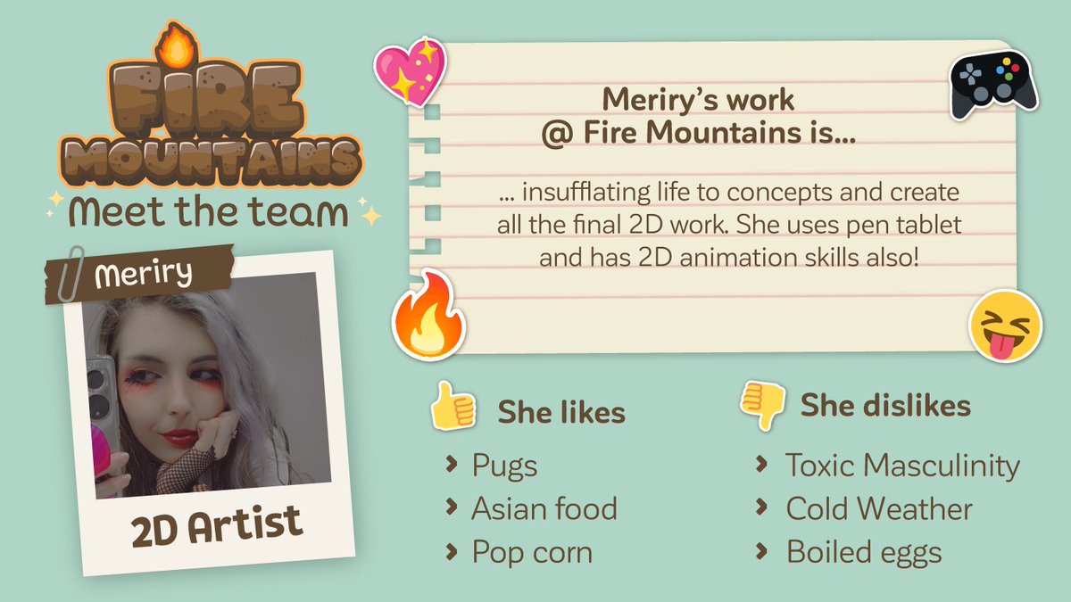 firemountainsvg's tweet photo. ✨MEET THE TEAM ✨
Let’s celebrate the birthday of our marvelous 2D artist @MeriryDraws 🎉💕 , please congratulate her with pugs gifs bc she love them 🐾🐶 https://t.co/4aclxpQBUC