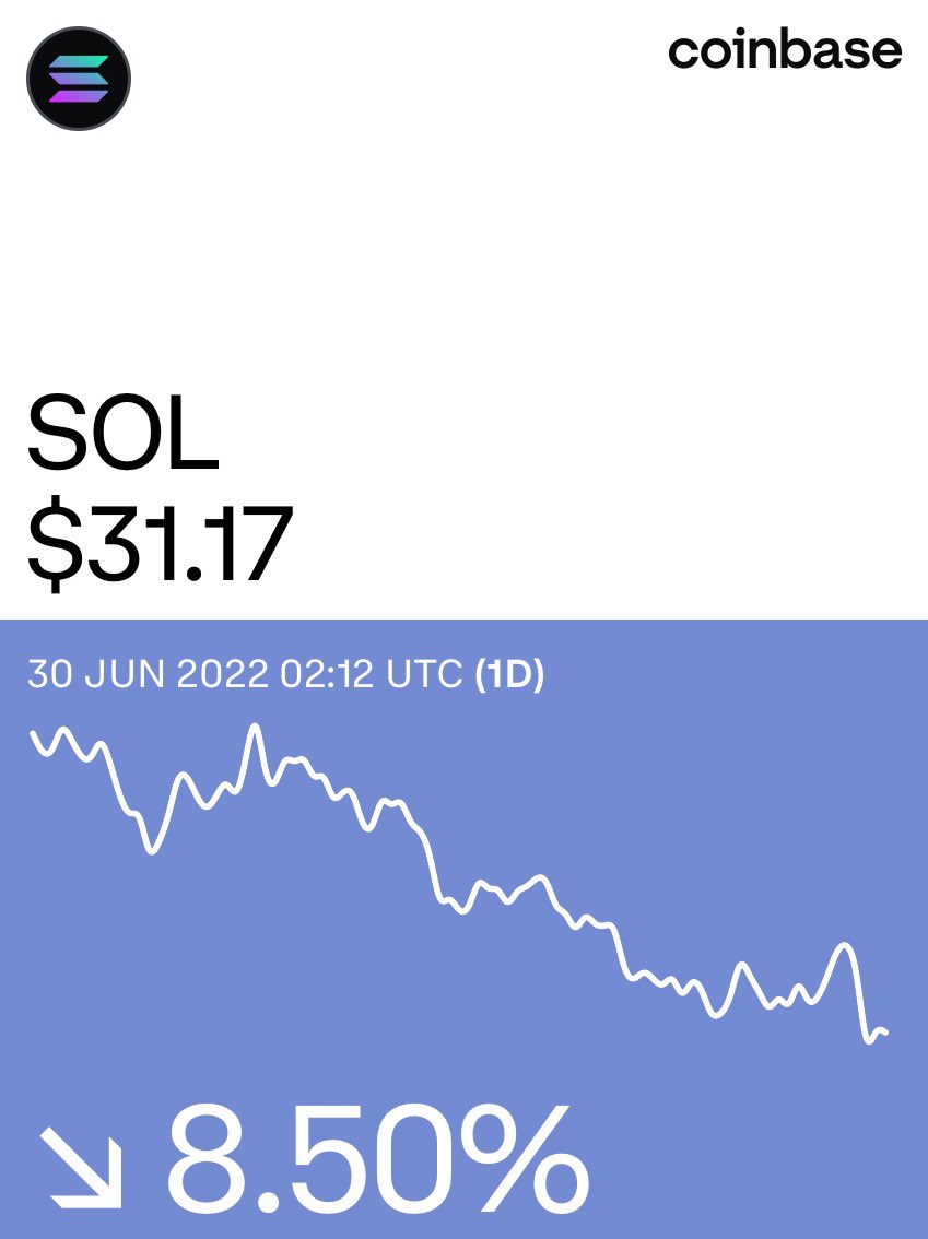 WAJOGs's tweet photo. Solana stock price 💸

Do you think SOL will drop under 30$ tomorrow? 👀

#nft #SolanaNFT #solana #wajogs https://t.co/TZ0OfAMUff